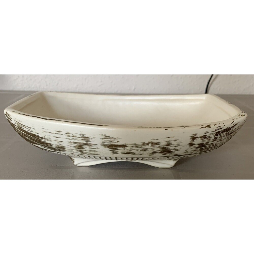 Vintage McCoy Planter Matte Brushed Gold Rectangular Trinket Bowl MCM Succulent